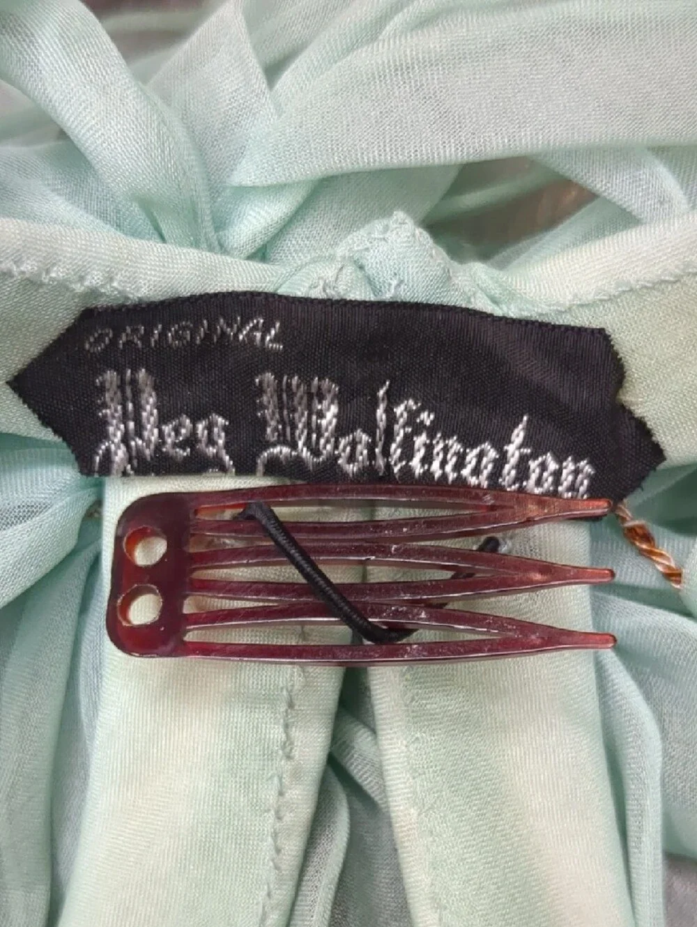 Vintage 40s To 50s Peg Wolfington Fascinator Hat Mint Blue Sheer Chiffon